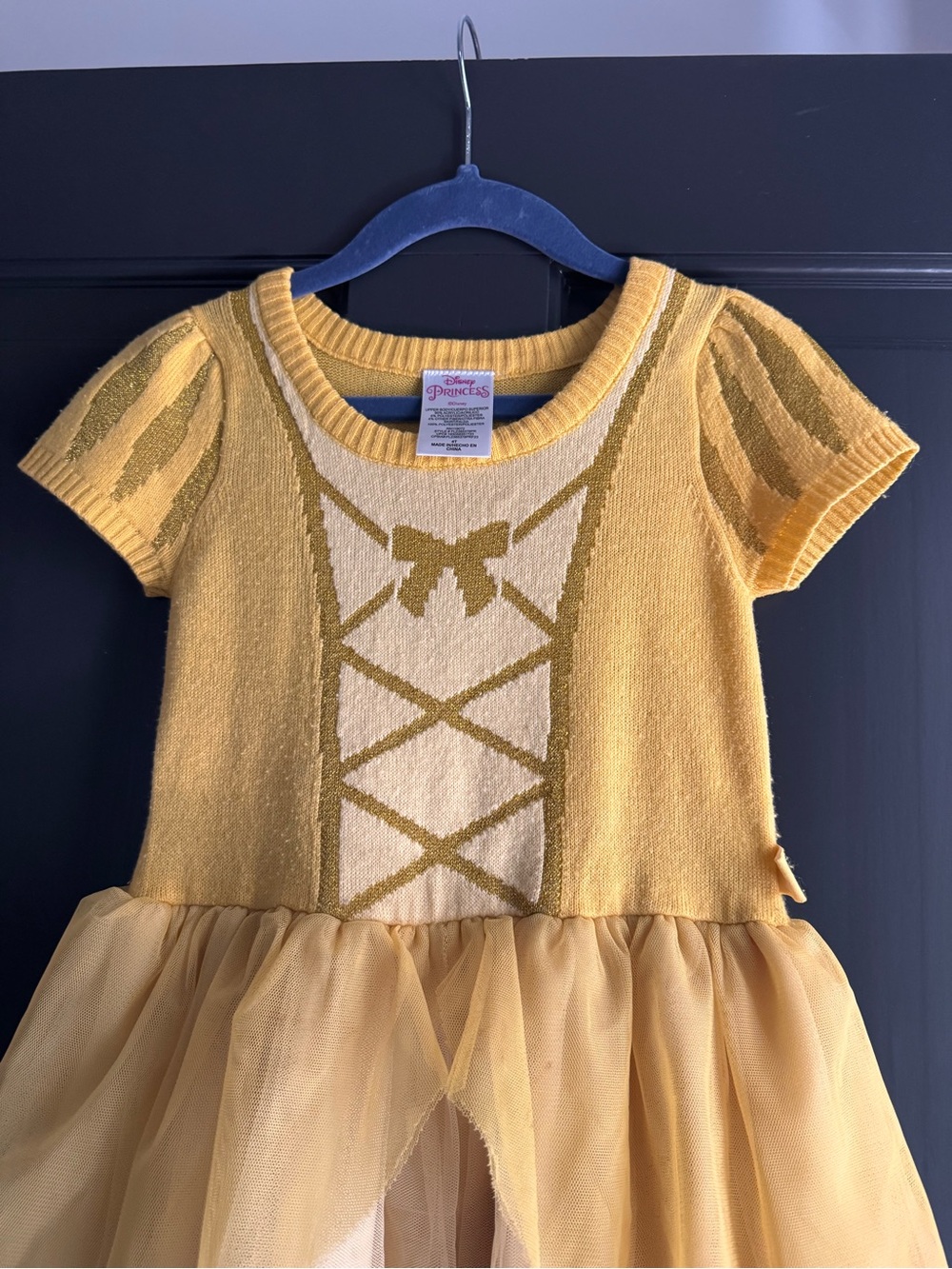 Disney Princess Short Sleeve Sweater Dress Tulle Skirt Belle 4T - Picture 3 of 3